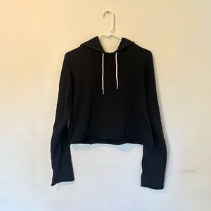 MATE the Label Black Hooded Crop Sweatshirt - SMALL